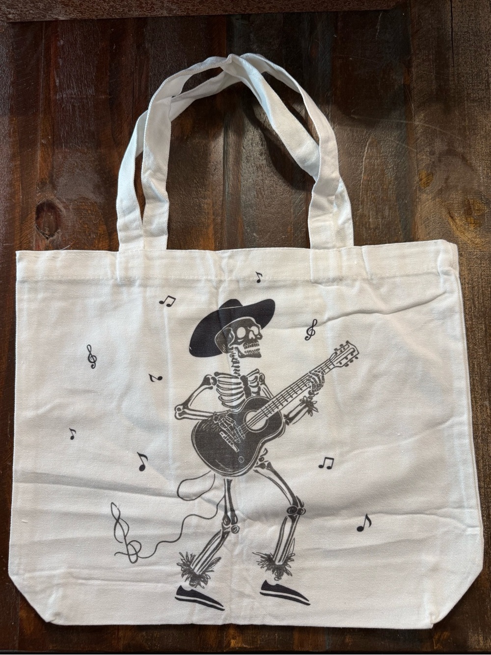 Skeleton Cowboy w/Guitar Canvas Tote Bag/ Trick or Treat Sack NWOT